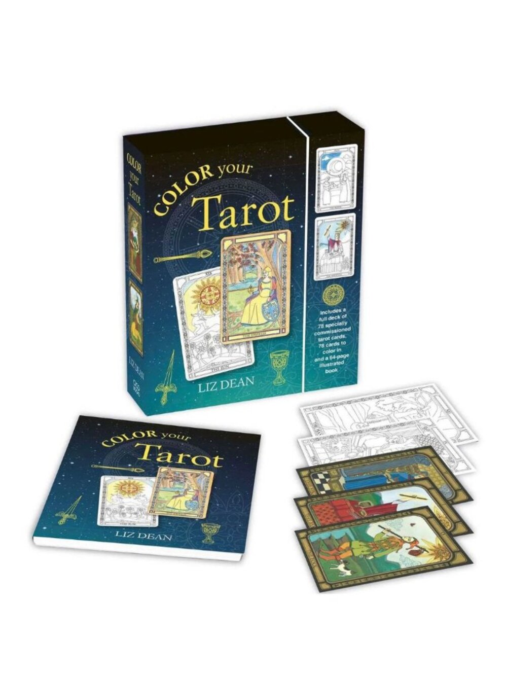 Color Your Tarot By Liz Dean - 78 Tarot Cards To Color & 64-Page Guidebook Set